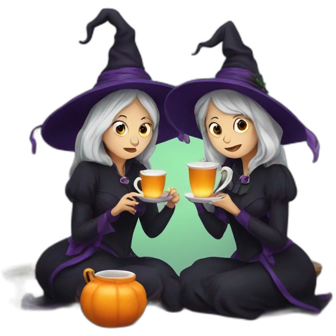 Two Witches drinking tea emoji