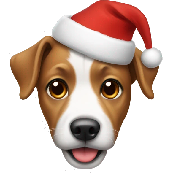 dog wearing christmas hat emoji