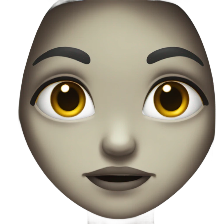 Girl zoombie with long, dark hair, parted in the middle emoji
