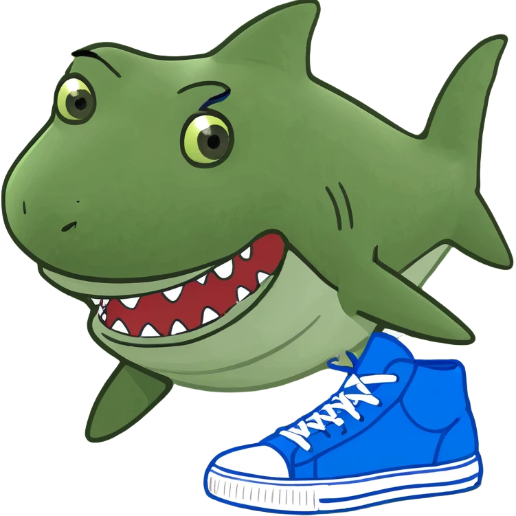 Has un tiburón con zapatillas azules  emoji