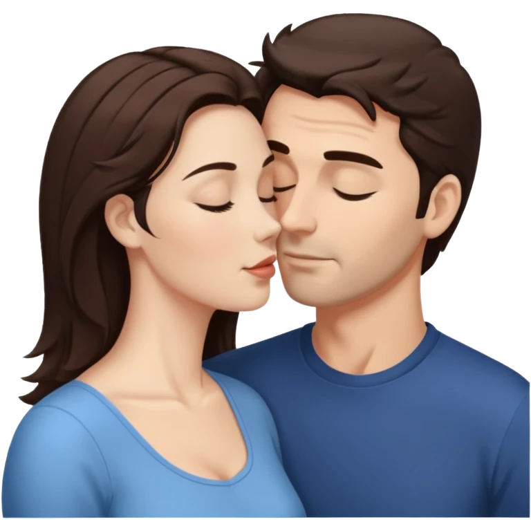 White husband with dark Brown hair kissing white wife with Brown hair on the forehead emoji