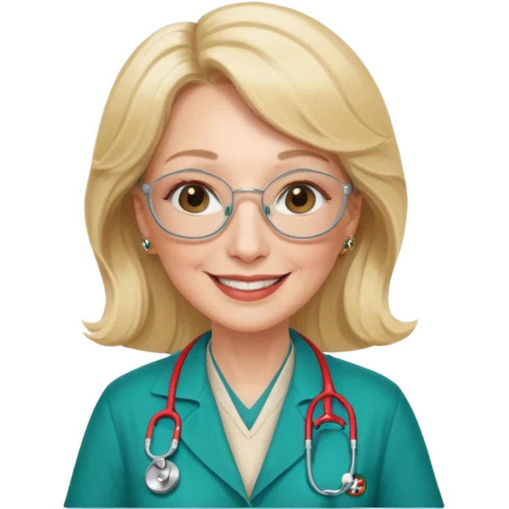 she is about 65 years old with blond hair, likes gucci, is a phd in cardiology emoji
