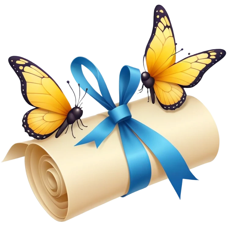  butterflies and diploma  emoji