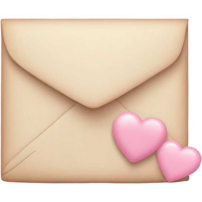 romantic letter with pastel pink hearts emoji