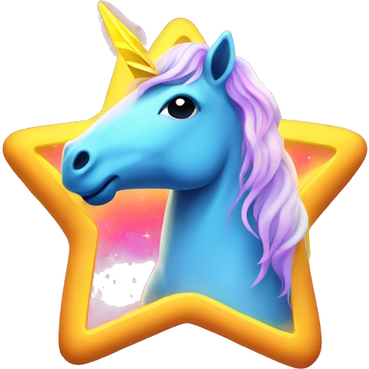 A neon unicorn holding a star emoji