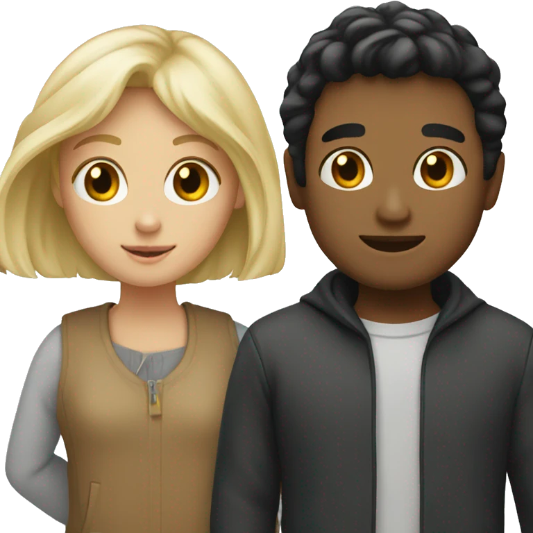 Two people one girl with black hair and a boy with blonde  emoji
