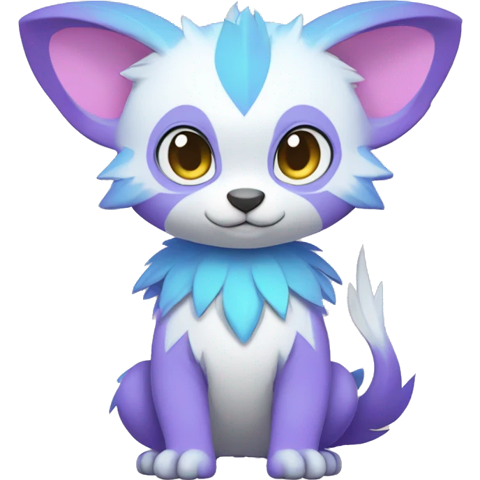 Cute cool white blue purple pink animal hybrid Fakemon full body emoji