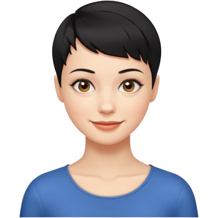 frau freche extreme schwarze Kurzhaarfrisur eine Seite fast keine Haare emoji