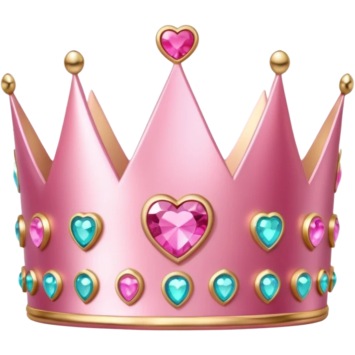  pink  A shiny pink crown with heart-shaped gemstones, elegant and cute design, metallic or glittery texture, soft reflections, isolated on transparent background, kawaii or realistic style" emoji