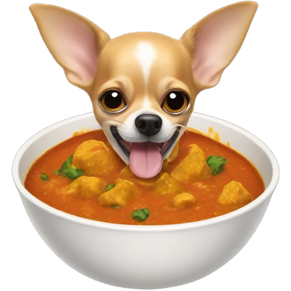 Chihuahua eating curry emoji