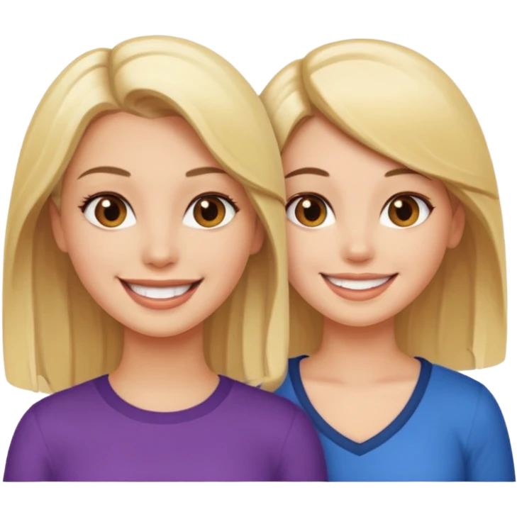 one hot blonde girl and one hot brunette smiling emoji