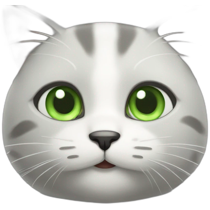 Gray and white cat with green eyes emoji