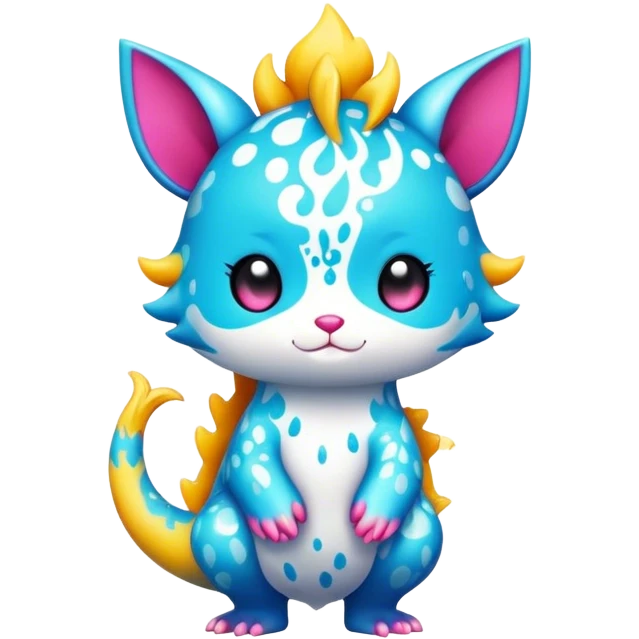 an edgy cute kawaii vernid-fionbri with splash patterns full body emoji