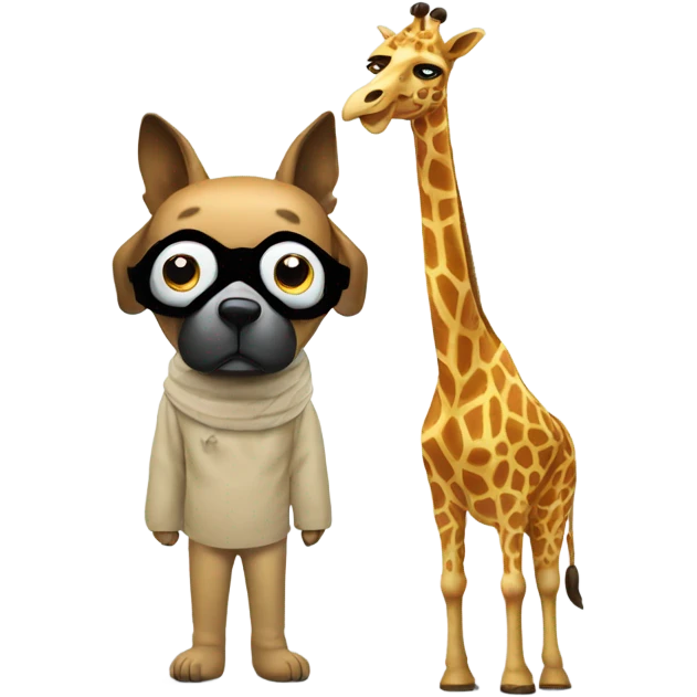 Dog wearing a ski mask robbing a giraffe emoji
