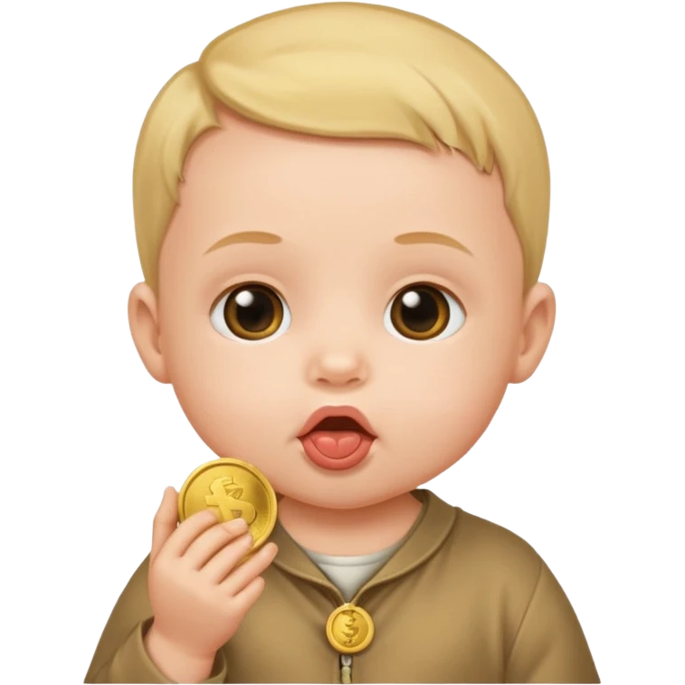 bebe com moeda na boca emoji