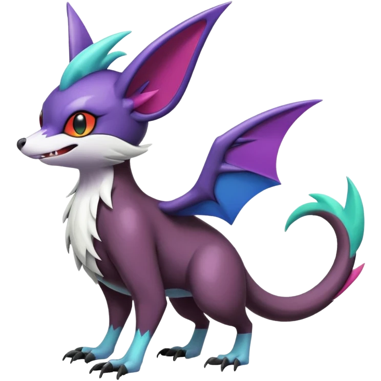 Shiny Cute Noibat-Noivern-Mightyena-Silvally-Fakémon-hybrid-creature (full body)  emoji