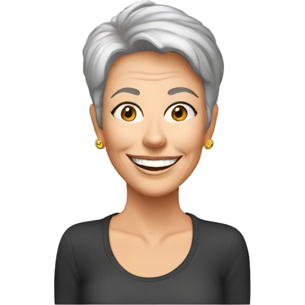 jamie lee curtis cartoon smiling wearing tee emoji