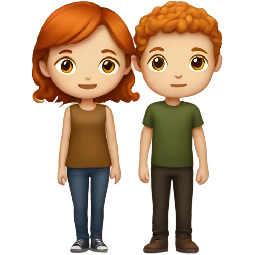 girl with ginger hair kissing boy with brown hair  emoji
