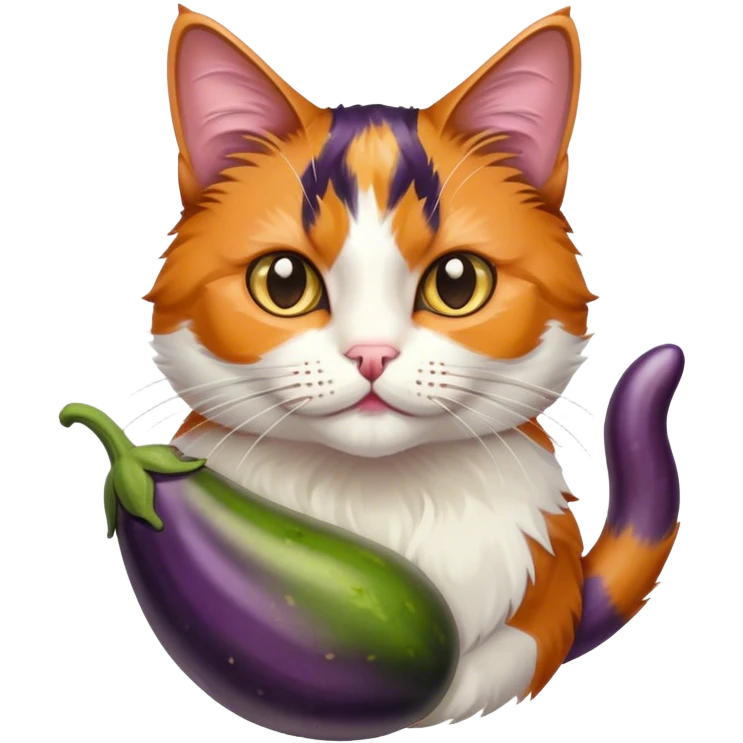 A cat with hairy big eggplant emoji