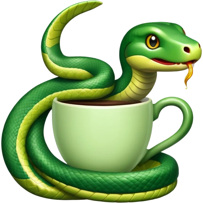 Green snake with cup emoji