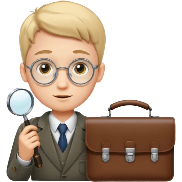 schoolboy with a briefcase and a magnifying glass emoji