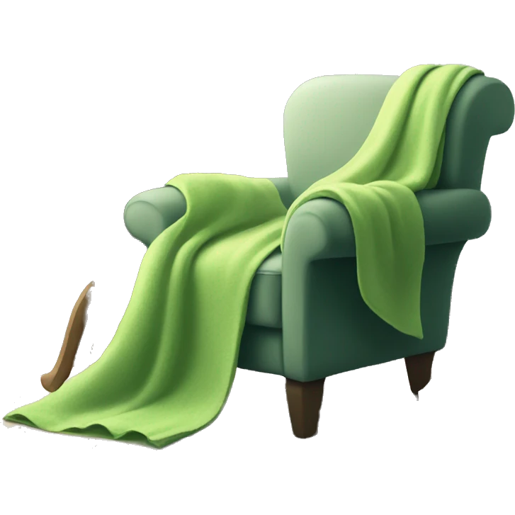 Linnen Armchair with light green blanket and book emoji