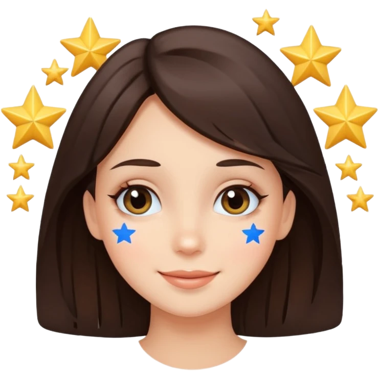 Brunette girl happy with stars for eyes emoji