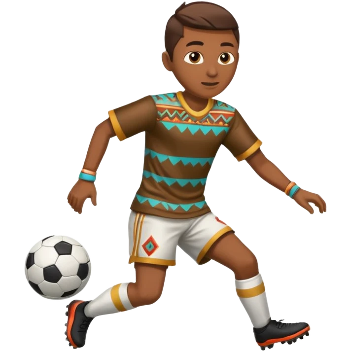 Águila real de nacionalidad mexicana con vestimenta de la cultura azteca que juegue fútbol emoji