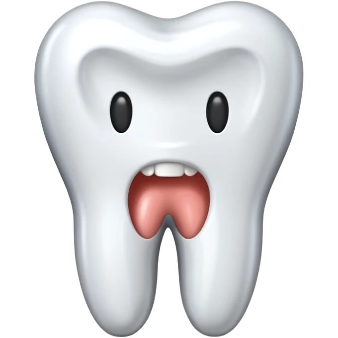 human tooth emoji, smooth chrome ceramic-metal texture, clean medical luxury aesthetic, isolated on white emoji