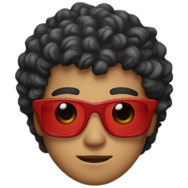 Square-jawed boy with curly hair and a degrade, wearing black sunglasses and a red hoodie. emoji