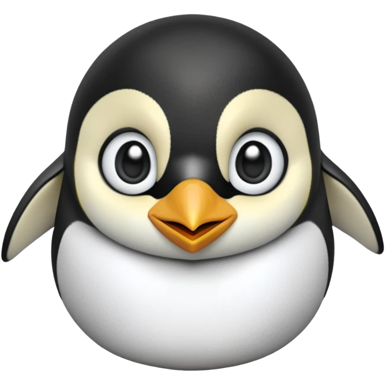 cinematic-cute-emperor-penguin-portrait-emoji,-head-tilted-playfully-and-inquisitively,-with-glossy,-pristine-plumage,-sparkling-eyes-filled-with-curiosity,-simplified-yet-irresistibly-adorable-features, black, large black eyes face, zoomed in emoji