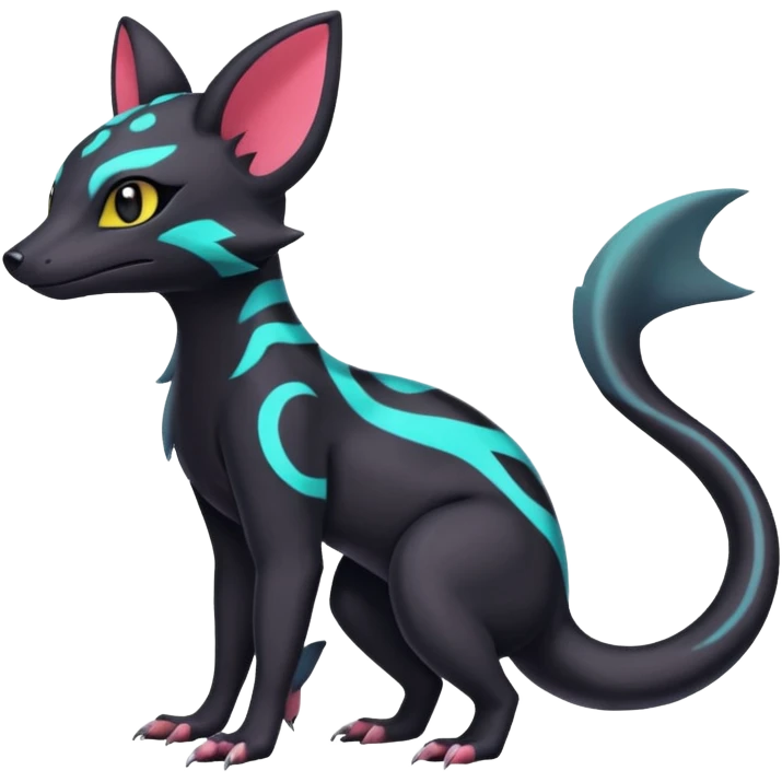 Neon pastel Salandit-Umbreon-Genet-Noivern-Civet-Hybrid (Full body) emoji