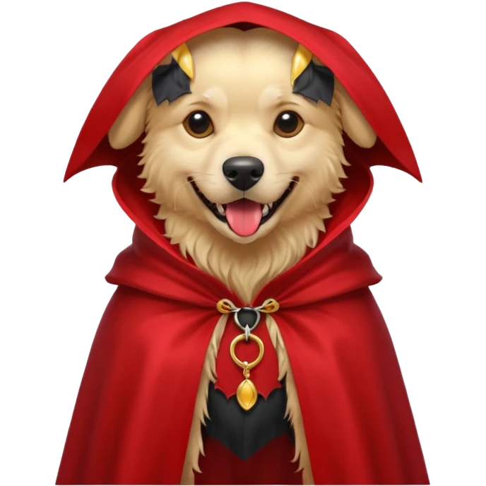 Goldern Vampire Dog in red collar cloak emoji