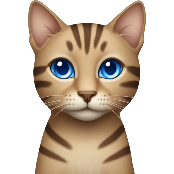 Light Brown cat with dark brown stripes and blue eyes emoji