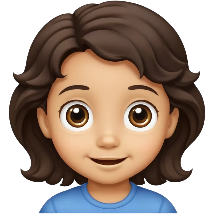 smiling toddler face with big eyes, medium skin tone, and dark wavy hair emoji