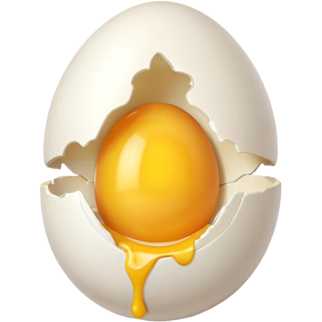 egg object icon, cracked egg with yolk, 3D cartoon, mobile game icon style, clean background, no text, no watermark
 emoji