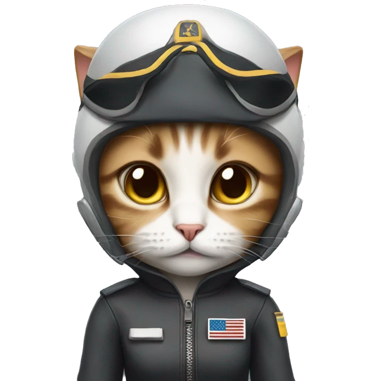 Sad female cat wearing a pilot outfit emoji
