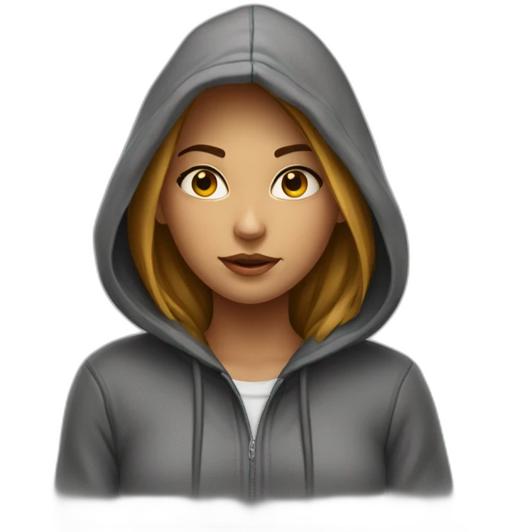 A girl with a hoodie « men’s are trash » emoji
