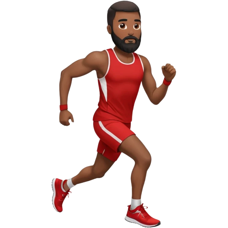 blackman with full beard running exercise sport red clothes emoji