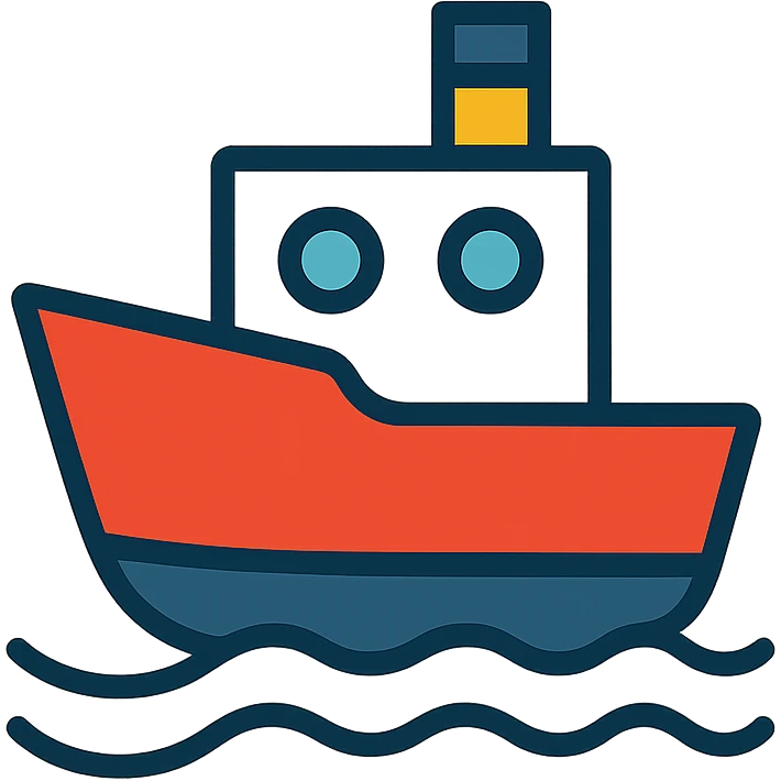 Flat design style ship emoji