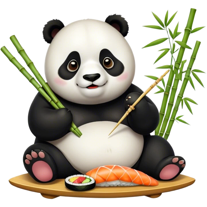 A fat panda eating sushi  emoji