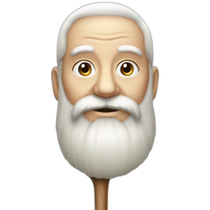 old, white long beard, wooden stick, front shot emoji