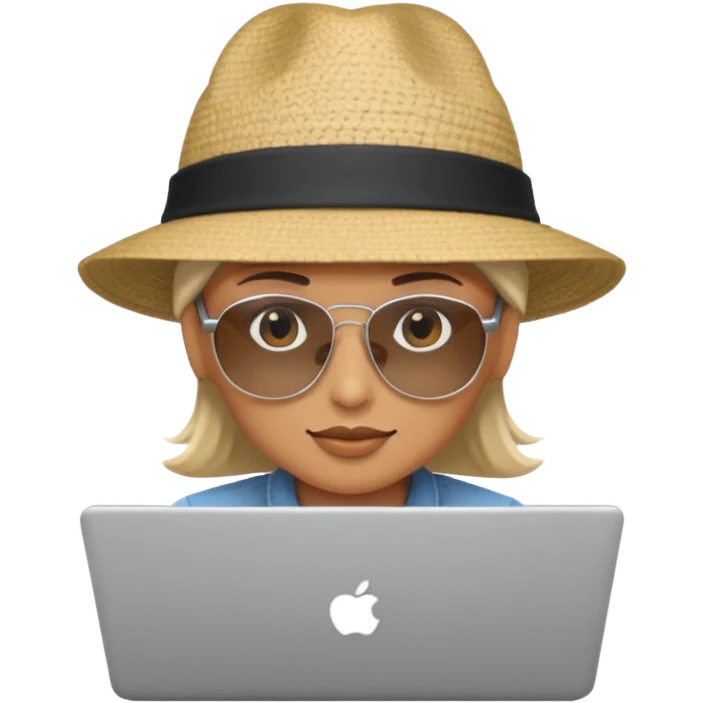 person am laptop und im hintergrund einen strand emoji