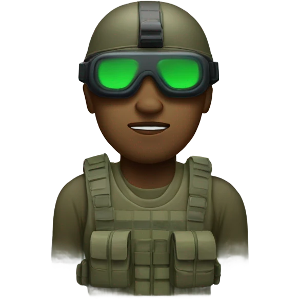 White soldier wearing night vision goggles with no eyes emoji