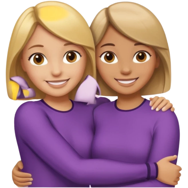 Two Girls with their arms around each other at summer camp one blonde one brown hair emoji