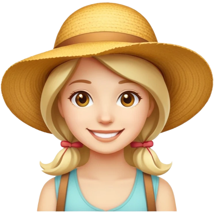 girl with a sunhat, smiling emoji