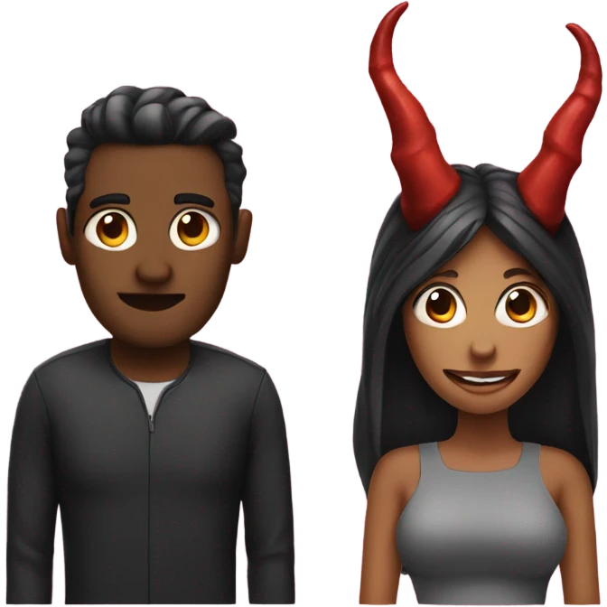 Man & woman with devil horns emoji