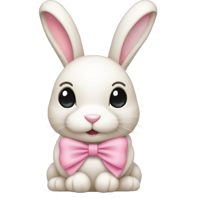 Christmas bunny with light pink bow  emoji