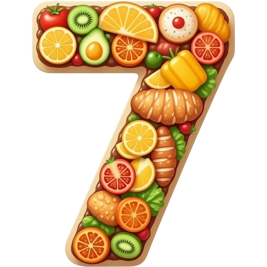number 7 made of food emoji