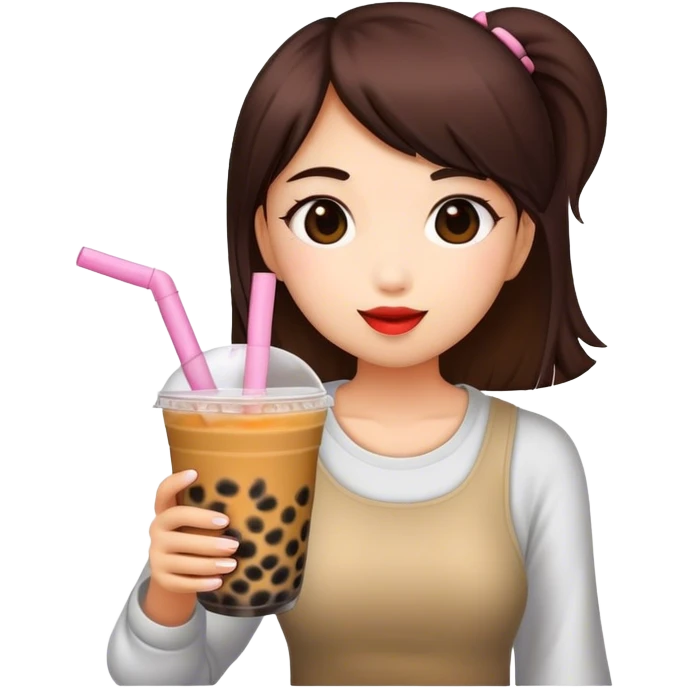 Girl drinking boba tea emoji